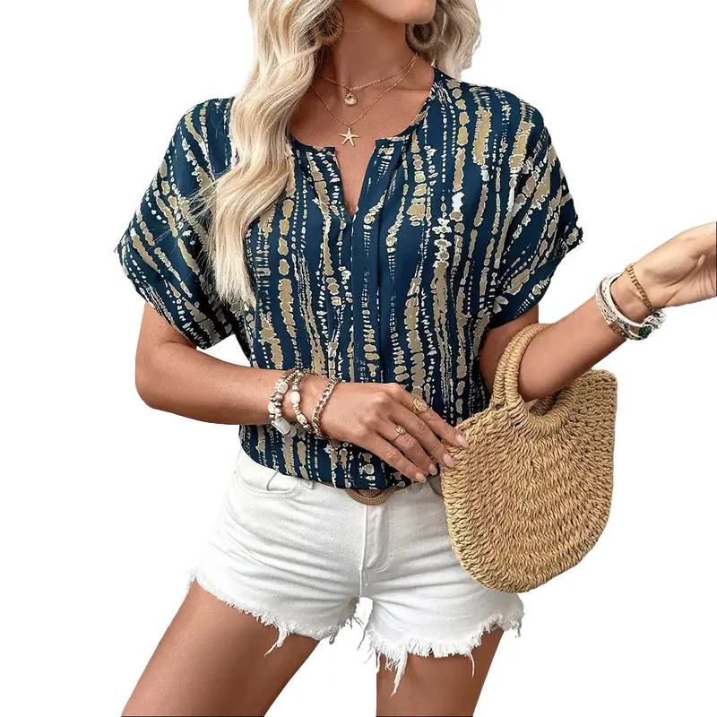 2026 Spring/Summer Women's Casual Abstract Print Blouse（Buy 2 Free Shipping）