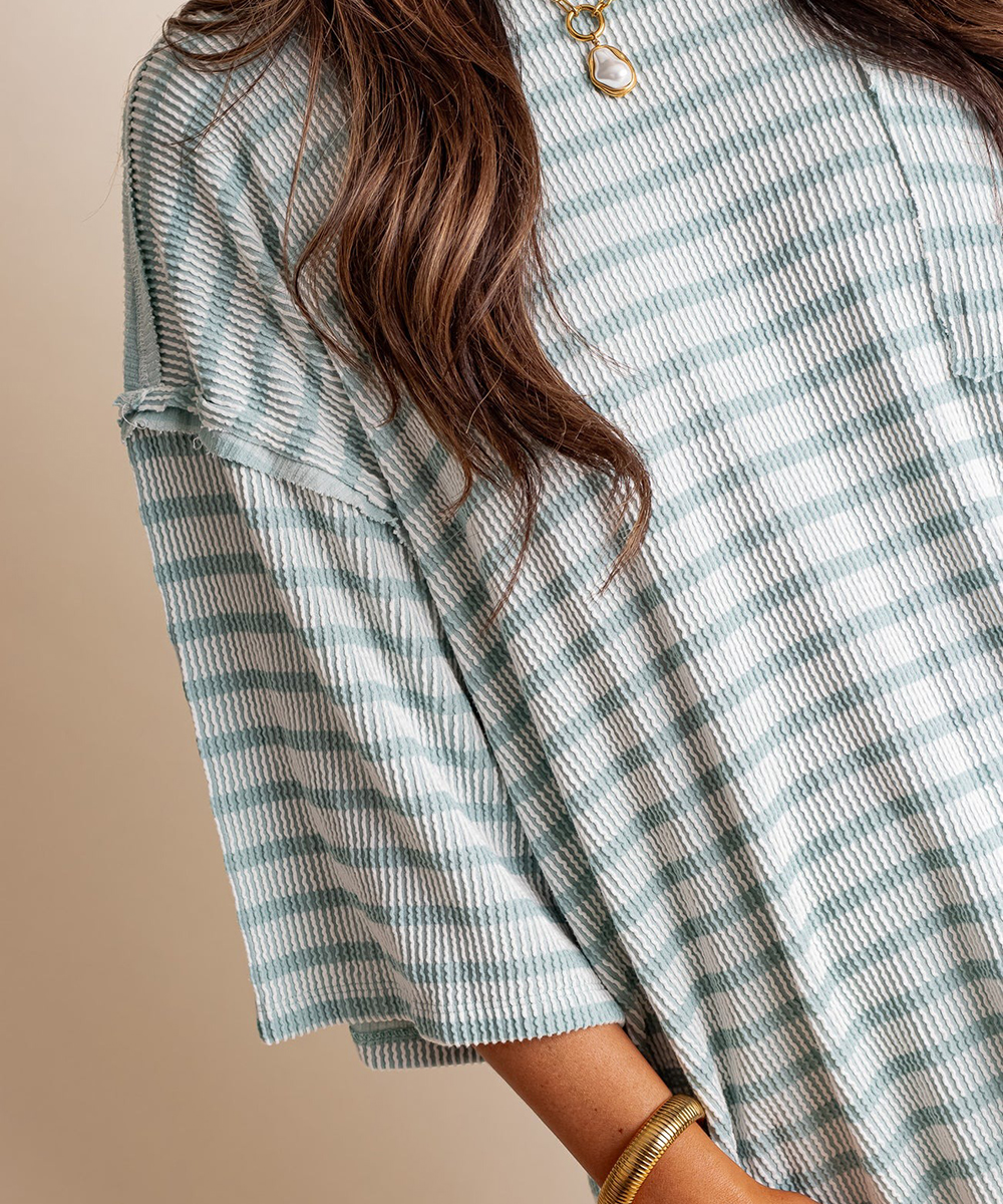 🔥HOT SALE🔥High collar loose striped top