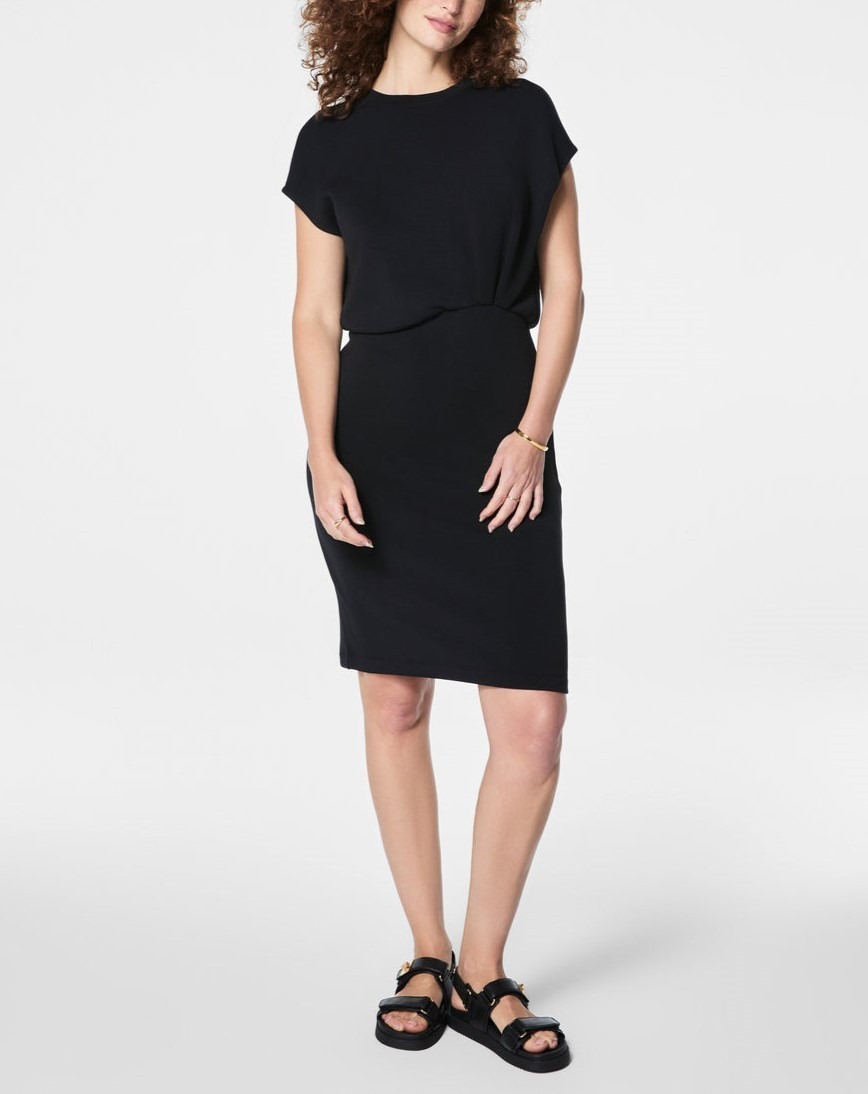 💝💝SATIN ROUND NECK BATWING SHORT SLEEVE WAIST DRESS (BUY 2 FREE SHIPPING)