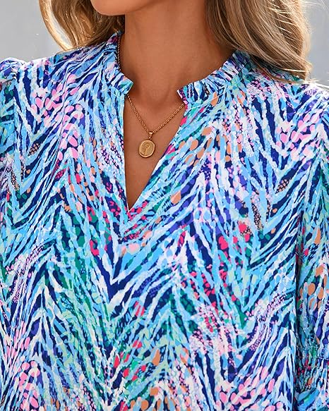 2026 New Floral Bohemian Style V-neck Puff Sleeve Short-sleeved Top(BUY 2 FREE SHIPPING)