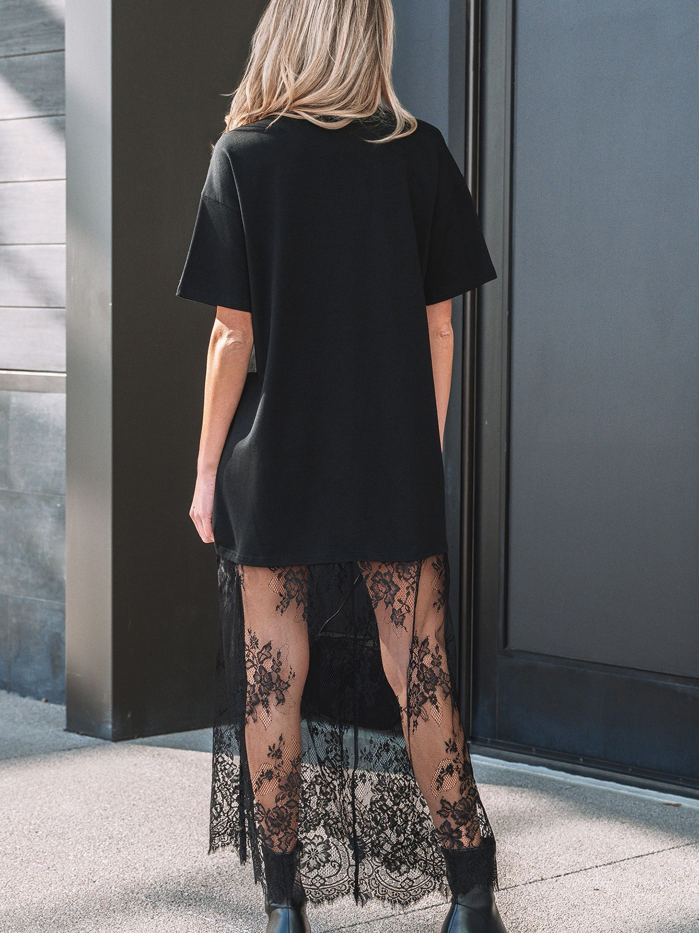 Women's Contrast Lace Hem T-Shirt Dress(BUY 2 FREE SHIPPING)