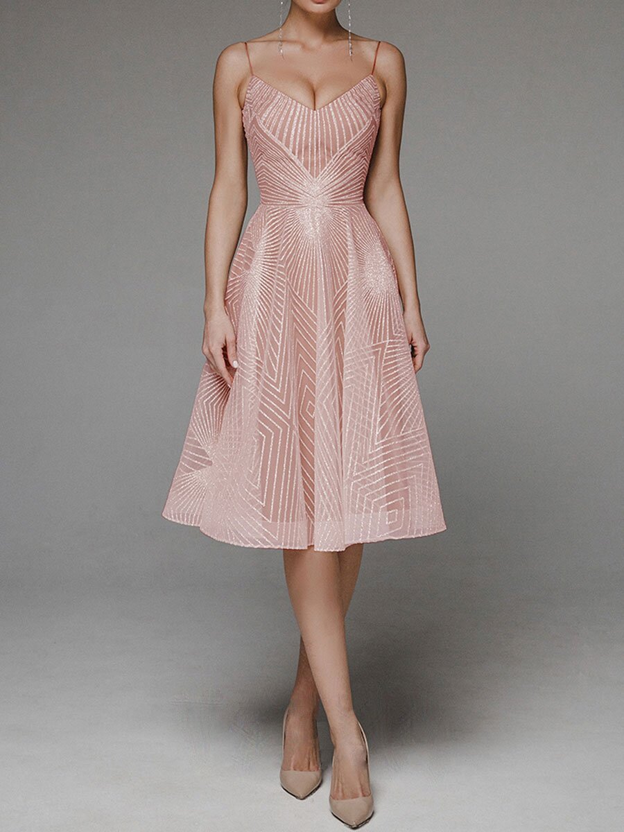 Stylish V-neck Strap A-line Dress