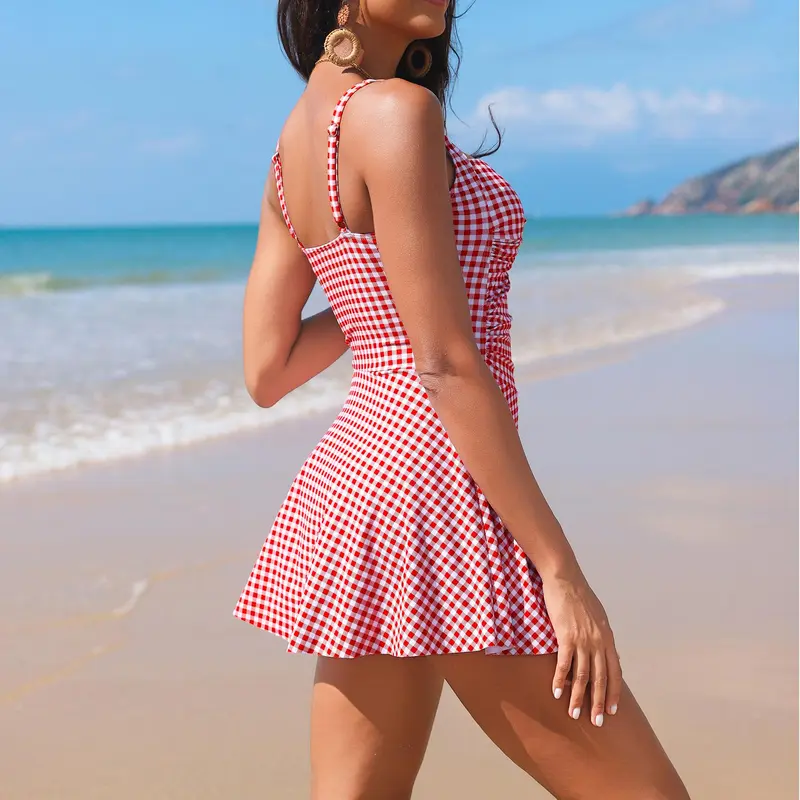 Womens One Piece Swim Dress Tummy Control Swimsuits Modest Bathing Suit Full Coverage Swim Skirt（buy 2 free shipping）