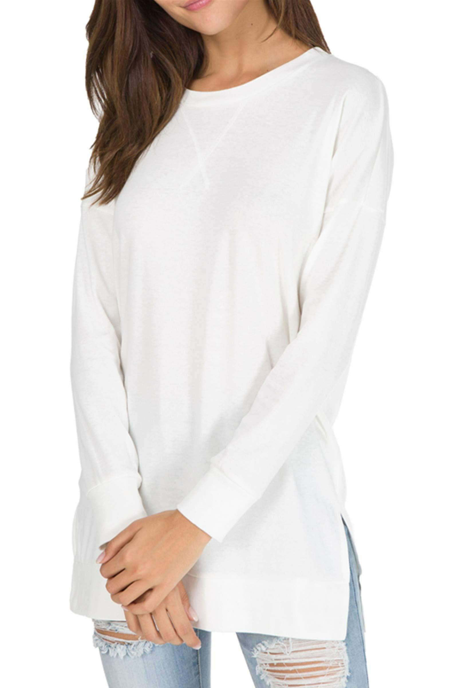 ???WOMEN'S LONG SLEEVE SIDE SLIT LOOSE TOPS (BUY 3 FREE SHIPPING)