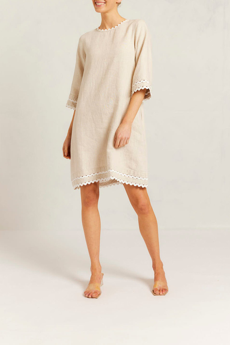 Lace-trimmed short-sleeved loose dress（BUY 2 FREE SHIPPING)