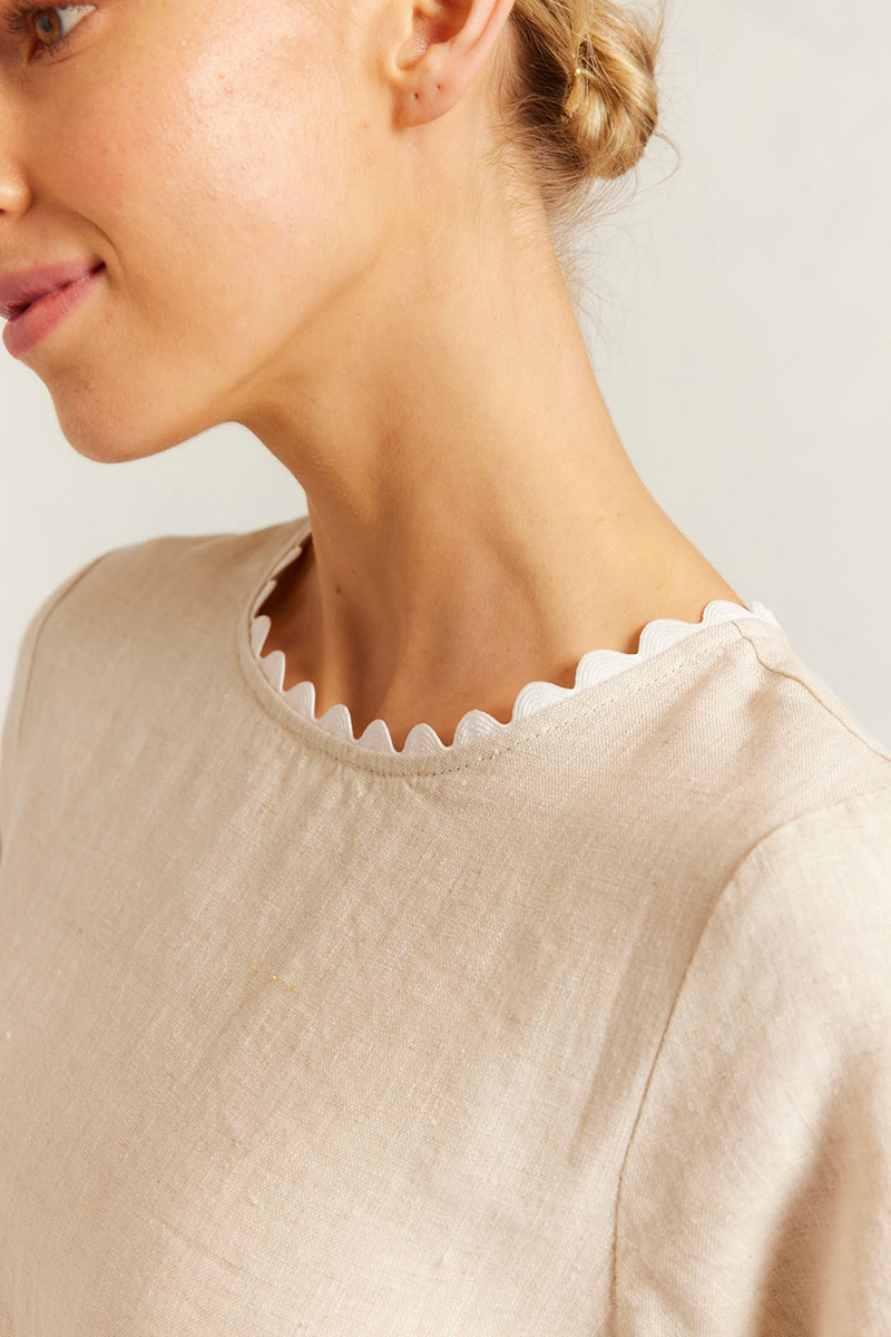 Lace-trimmed short-sleeved loose dress（BUY 2 FREE SHIPPING)