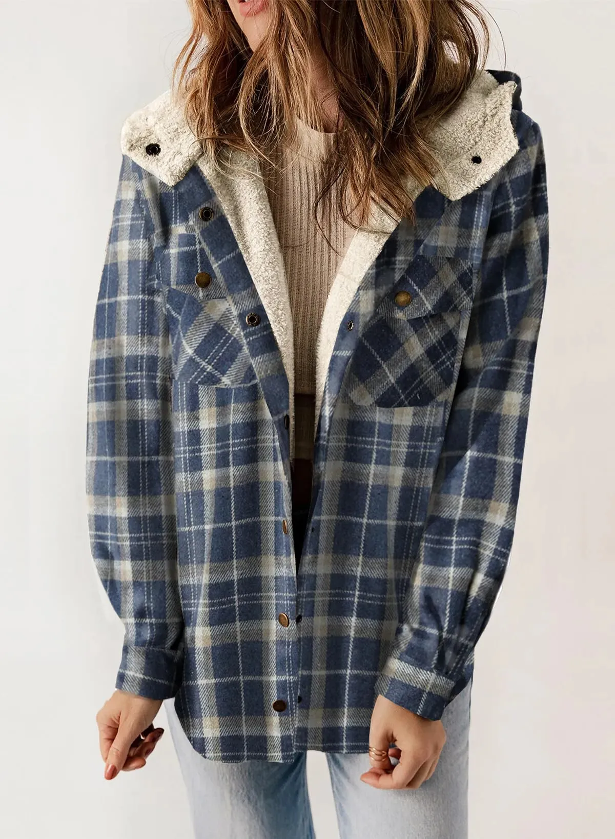 🔥🔥🔥🔥Plaid Hooded Thick Plus Fleece Warm Jacket Coat (Buy 2 Free Shipping)