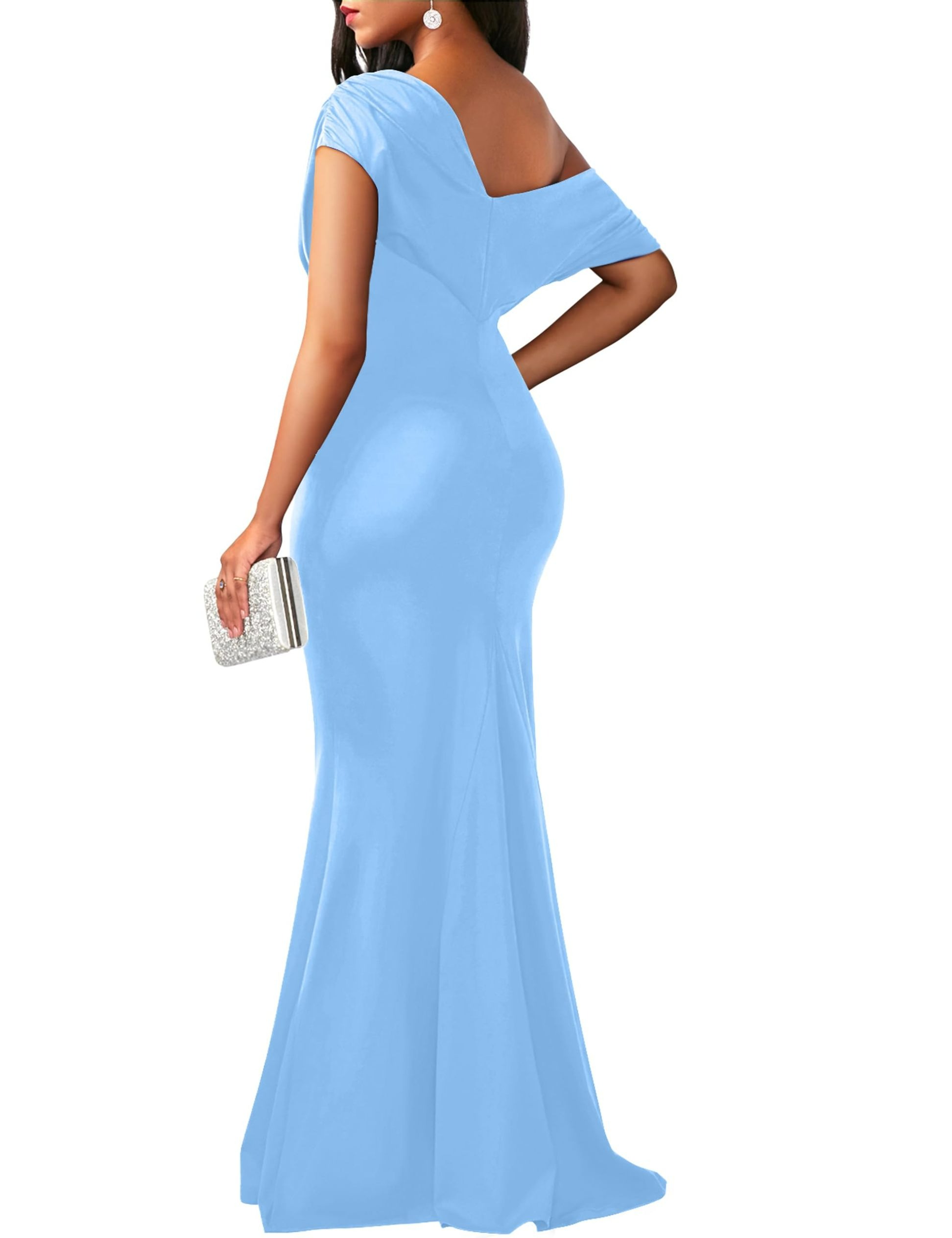 Hot Sale Women's Elegant Sleeveless Off Shoulder Bodycon Long Formal Party Evening Dress