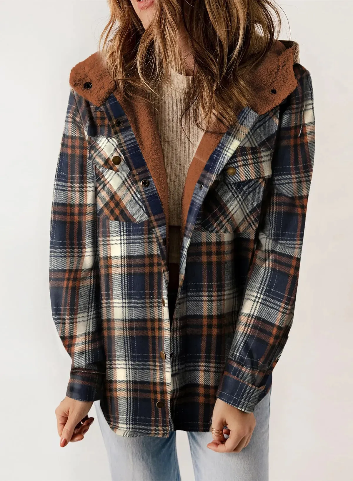 🔥🔥🔥🔥Plaid Hooded Thick Plus Fleece Warm Jacket Coat (Buy 2 Free Shipping)