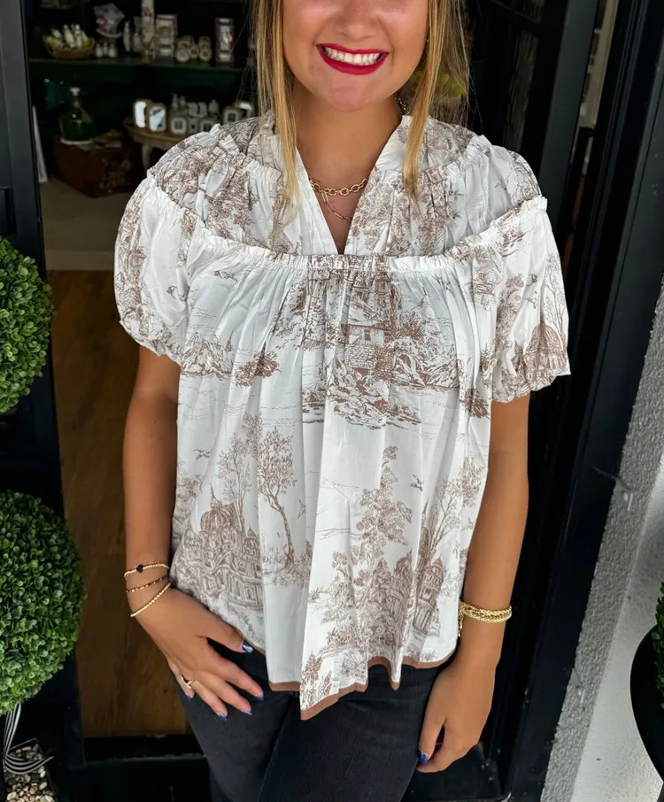 🔥🔥🔥🔥Classic Charm Toile Top(Buy 2 Free Shipping)