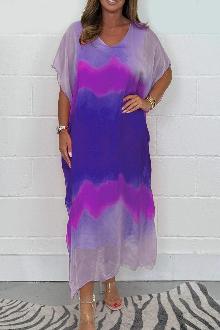Women's Long Chiffon Maxi Dip Dye Dress (Buy 2 Free Shipping)