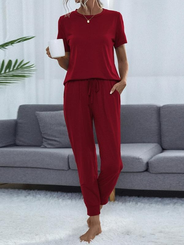 ✨Hot Sale✨Women's Casual Cozy 2 Piece Wear T-shirt&Cropped Pocket Drawstring Pants Set(Buy 2 get Free Shipping)