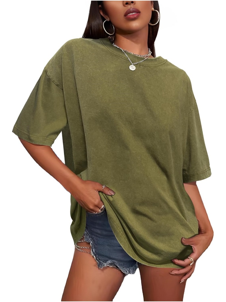 Women's Vintage Baggy Grunge Wash Cotton Tees (BUY 3 FREE SHIPPING )