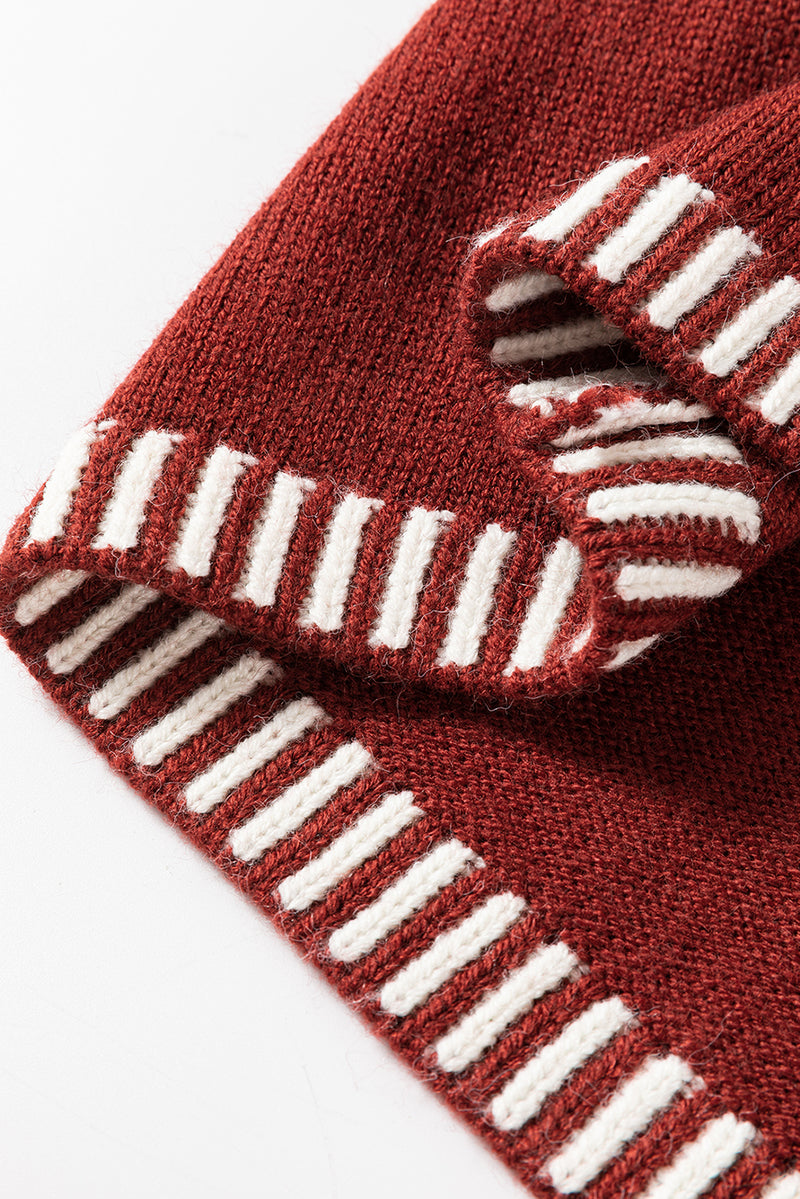 Cozy Contrast Trim Crewneck Sweater