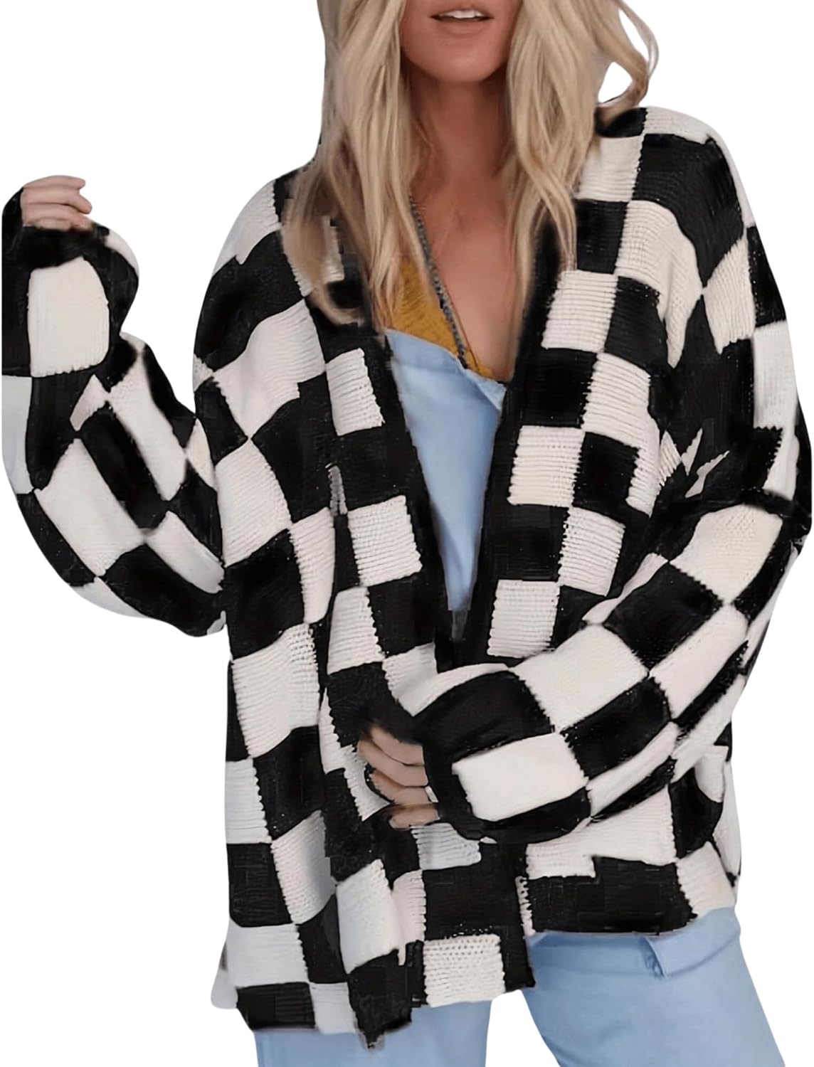 Women's Loose Knitted Plaid Cardigan（BUY 2 FREE SHIPPING)