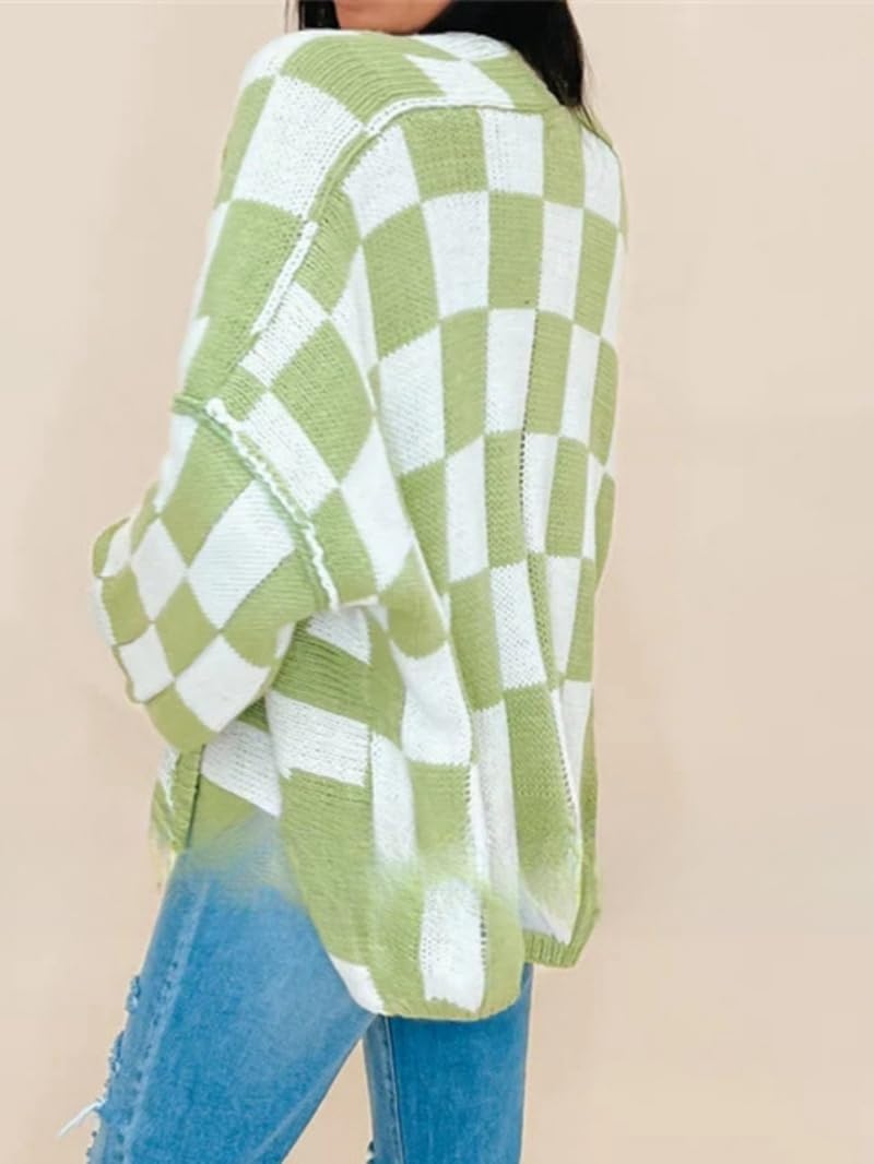 Women's Loose Knitted Plaid Cardigan（BUY 2 FREE SHIPPING)