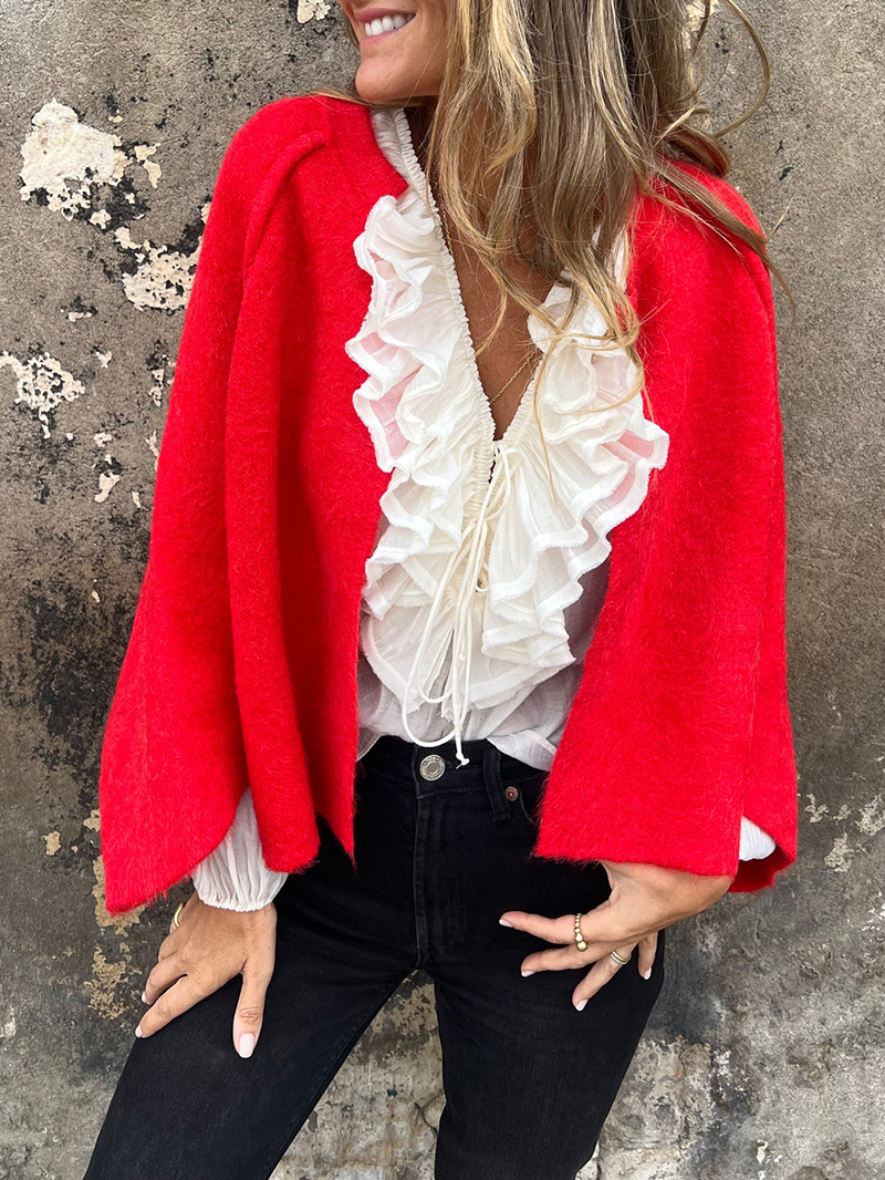 Loose Cropped Batwing Sleeve Button Jacket（BUY 2 FREE SHIPPING)