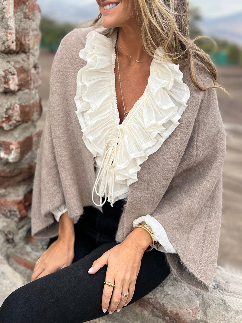 Loose Cropped Batwing Sleeve Button Jacket（BUY 2 FREE SHIPPING)