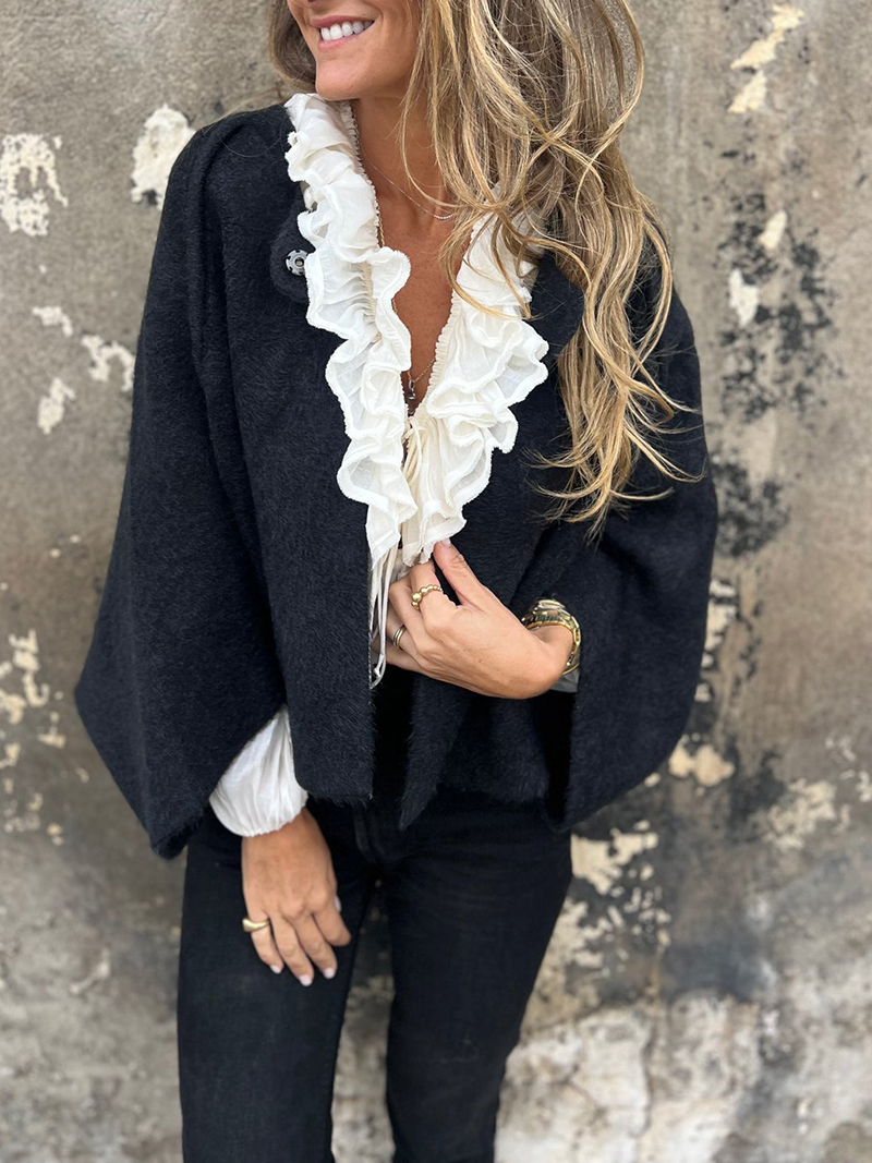 Loose Cropped Batwing Sleeve Button Jacket（BUY 2 FREE SHIPPING)