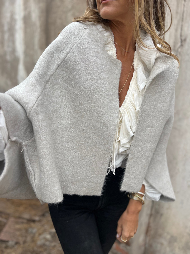 Loose Cropped Batwing Sleeve Button Jacket（BUY 2 FREE SHIPPING)