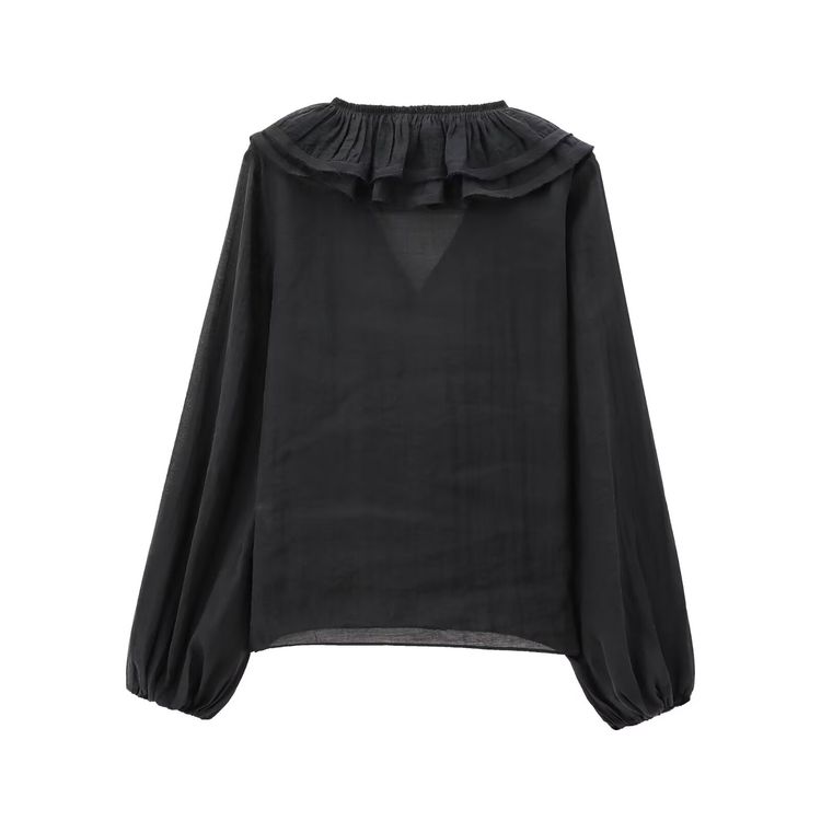 Lantern sleeve ruffle long sleeve shirt（BUY 2 FREE SHIPPING)