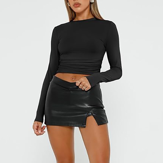 Womens Long Sleeve Shirt Basic Crop Tops Fall Fashion Underscrubs Layer Slim Fit Winter Clothes（BUY 3 FREE SHIPPING)