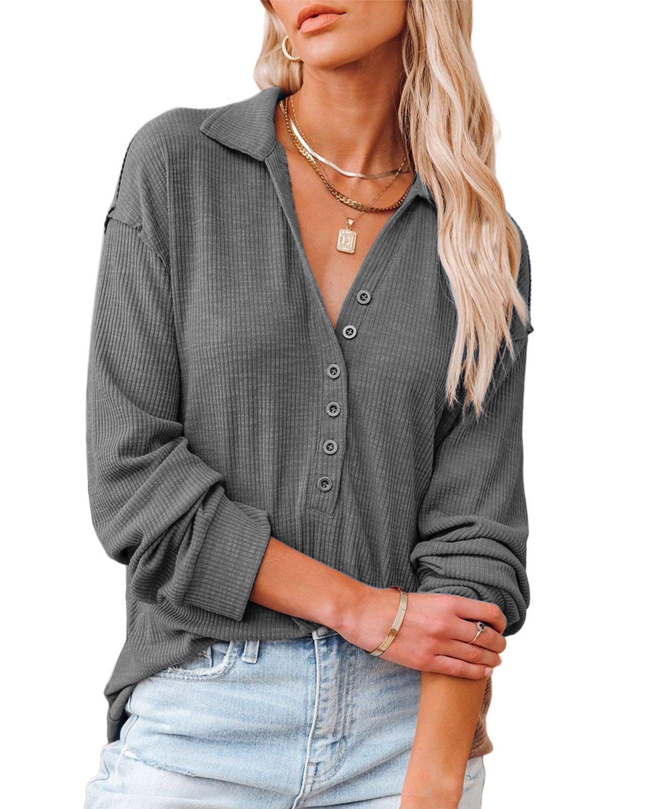 Women's Casual Button Down Relaxed Fit Shirts (Buy 2 Free Shipping)