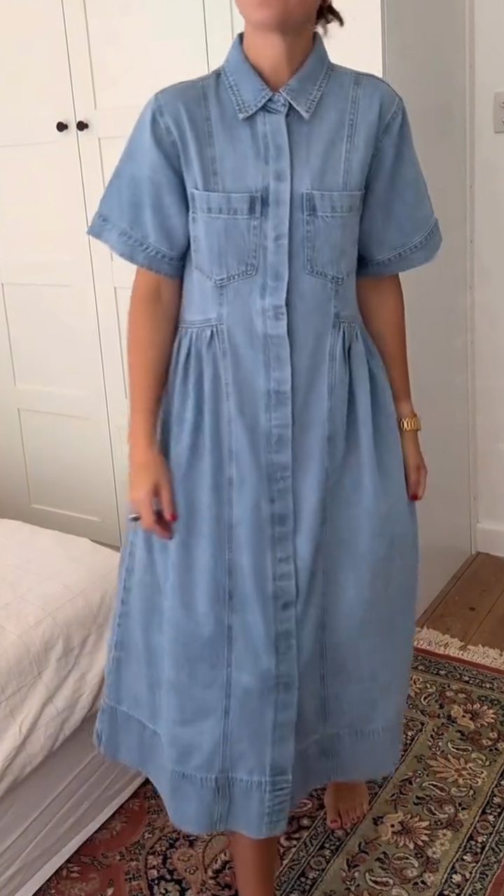 Ladies' Lapel Loose Casual Denim Dress