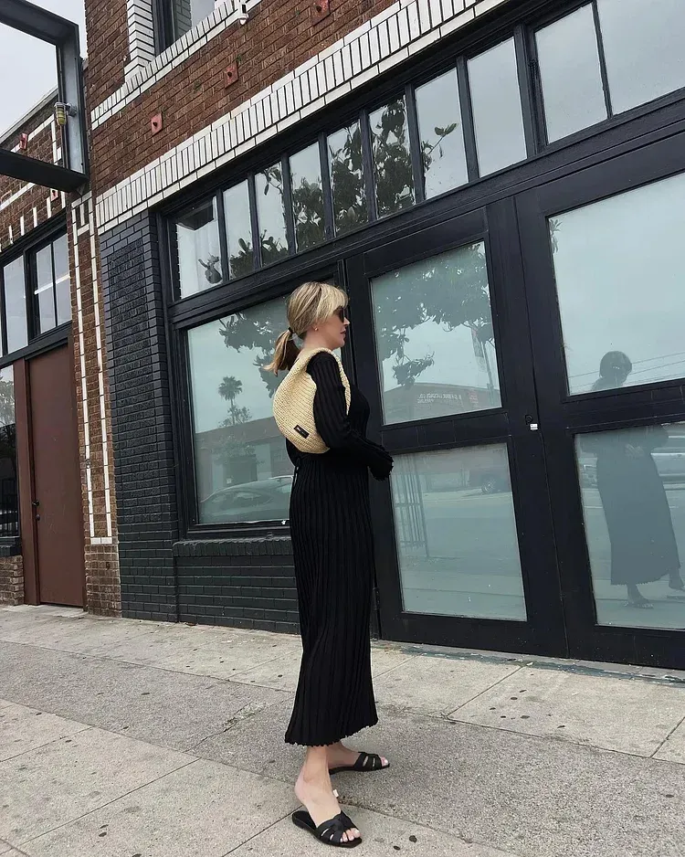 V-Neck Sleeved Knit Midi Dress(Buy 2 Free Shipping)