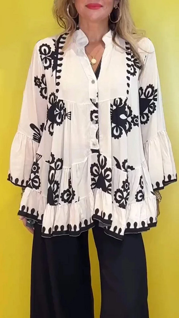 V-neck bohemian print loose shirt(BUY 2 FREE SHIPPING)
