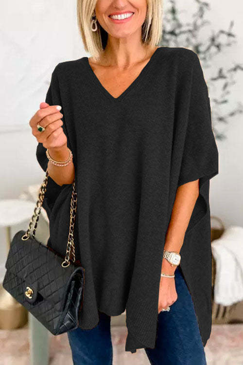 Fashion Loose Fit Solid Poncho Sweater（BUY 2 FREE SHIPPING）
