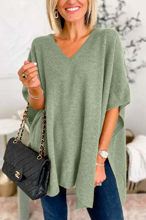 Fashion Loose Fit Solid Poncho Sweater（BUY 2 FREE SHIPPING）