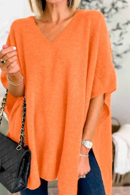 Fashion Loose Fit Solid Poncho Sweater（BUY 2 FREE SHIPPING）