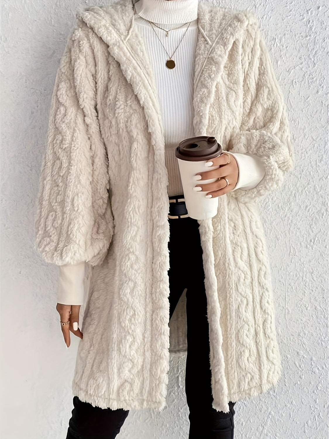 Women's Plush Fleece Soft Midi-Length Jacket with Pockets (Buy 2 Free Shipping)