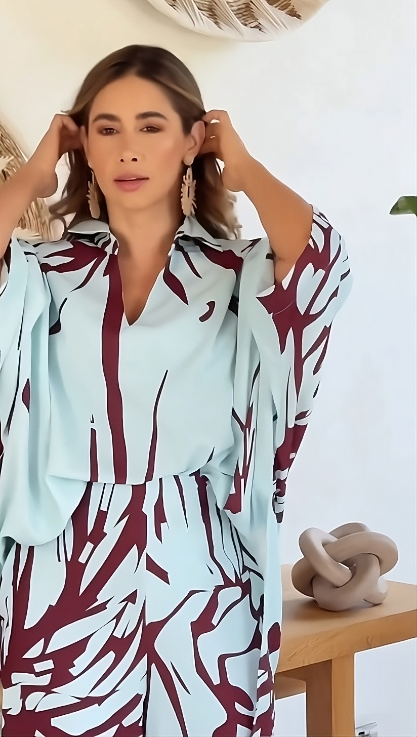 Printed zebra striped top and trousers set（Buy 2 free shipping)