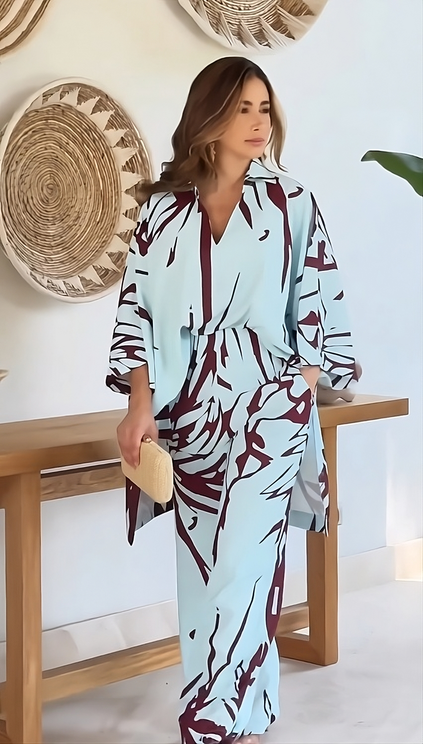 Printed zebra striped top and trousers set（Buy 2 free shipping)