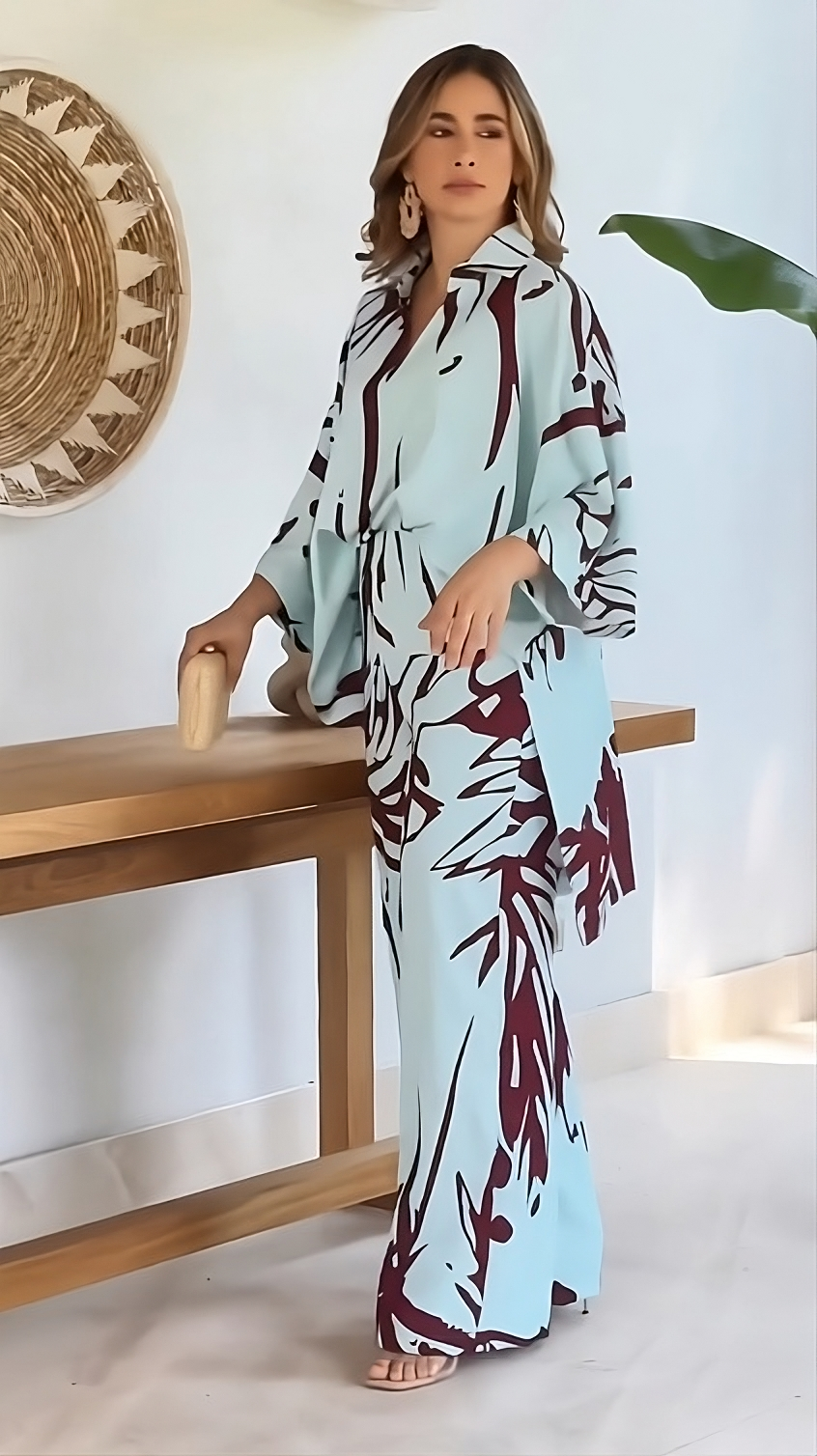 Printed zebra striped top and trousers set（Buy 2 free shipping)