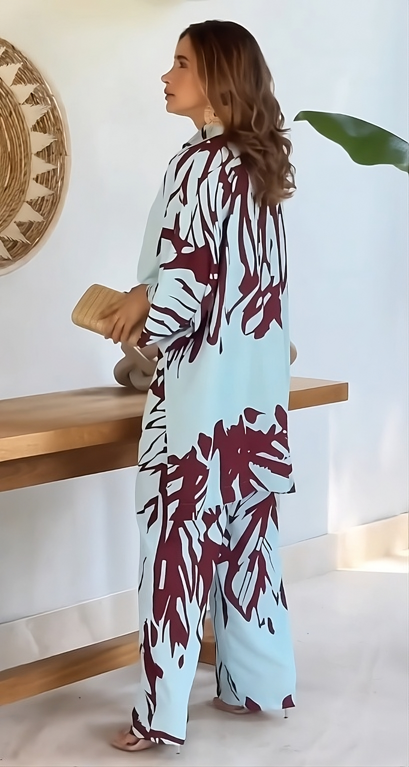 Printed zebra striped top and trousers set（Buy 2 free shipping)