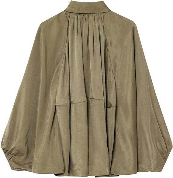 Puff Sleeve Zip-Up Lapel Bomber Jacket（BUY 2 FREE SHIPPING)