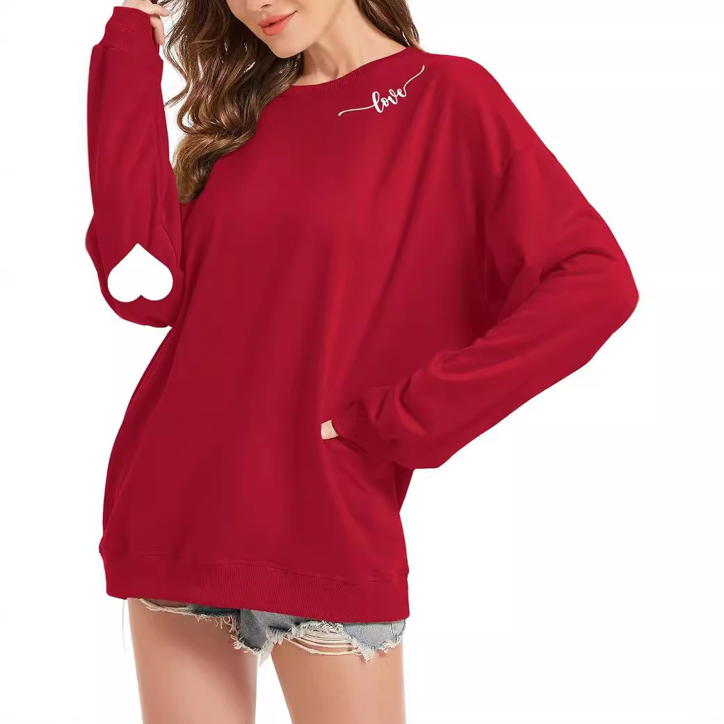 Long Sleeve Sweatershirt with Heart Elbow Patch(BUY TWO FREE SHIPPING&SAVE MORE)