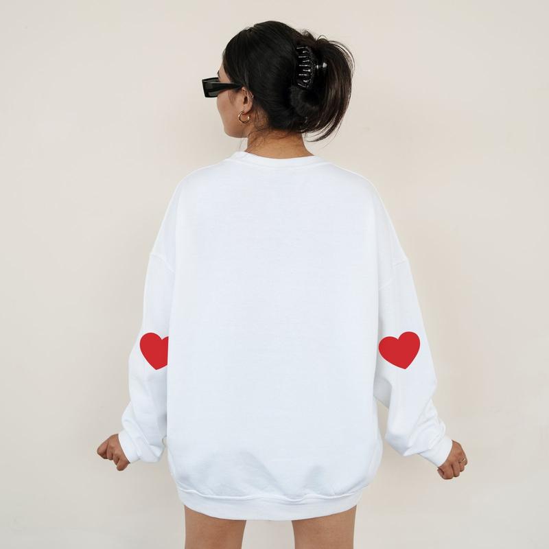 Long Sleeve Sweatershirt with Heart Elbow Patch(BUY TWO FREE SHIPPING&SAVE MORE)