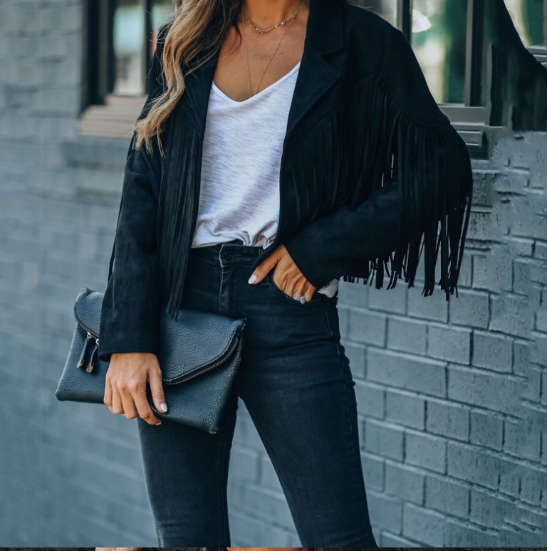 Women's Faux Suede Tassel Cowgirl Jackets