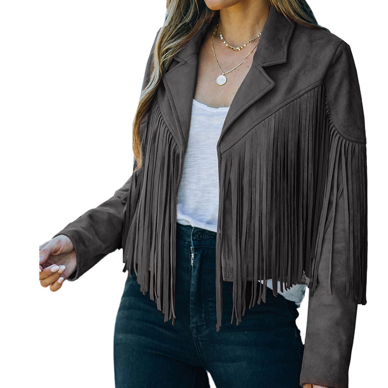 Women's Faux Suede Tassel Cowgirl Jackets