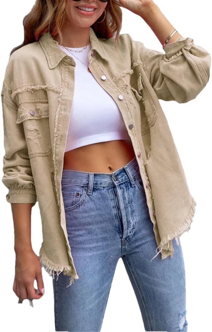 Women's Distressed Denim Lapel Jacket (Buy 2 Free Shipping)