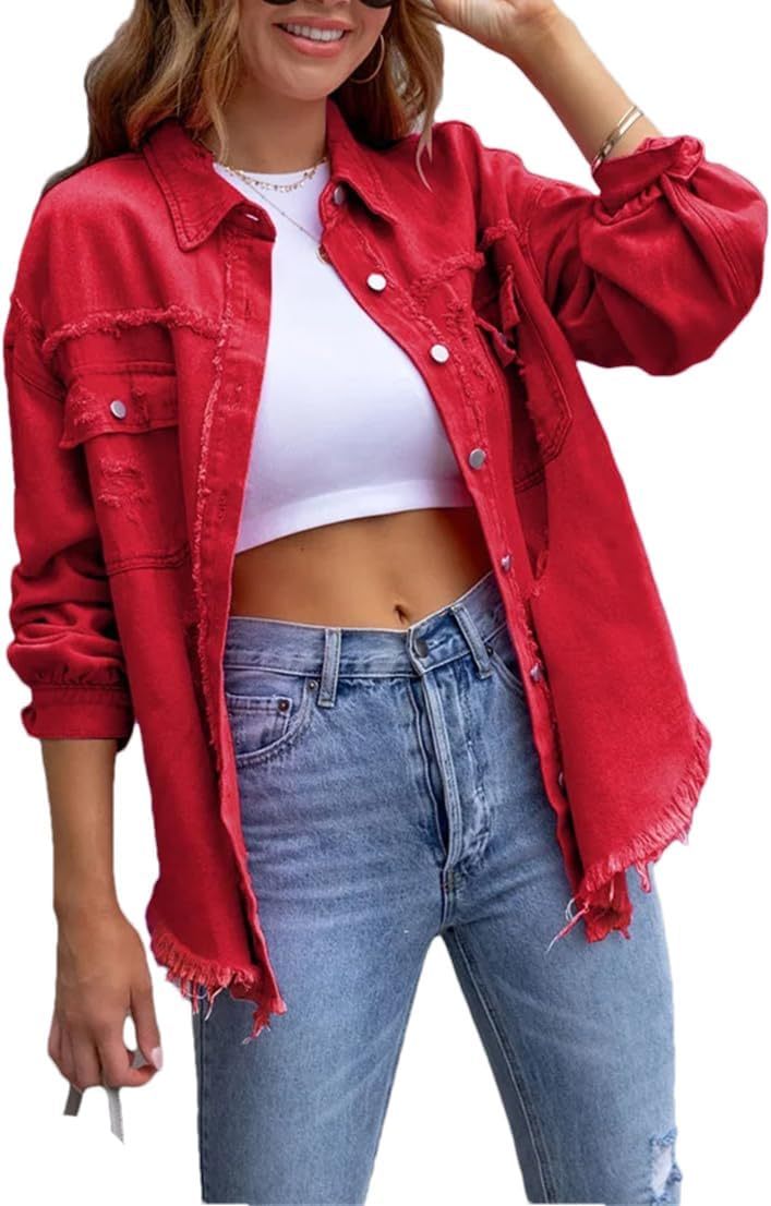 Women's Distressed Denim Lapel Jacket (Buy 2 Free Shipping)