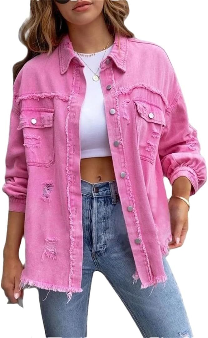 Women's Distressed Denim Lapel Jacket (Buy 2 Free Shipping)
