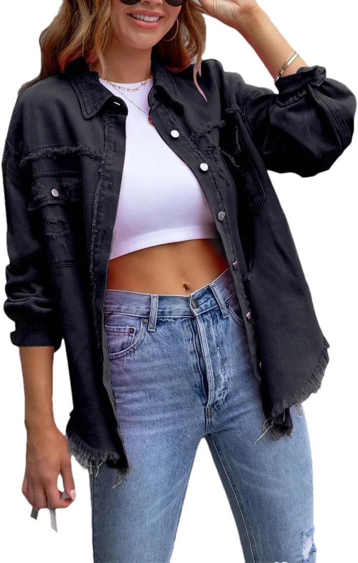 Women's Distressed Denim Lapel Jacket (Buy 2 Free Shipping)