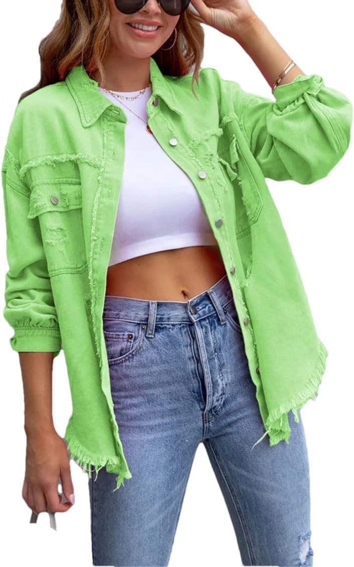 Women's Distressed Denim Lapel Jacket (Buy 2 Free Shipping)