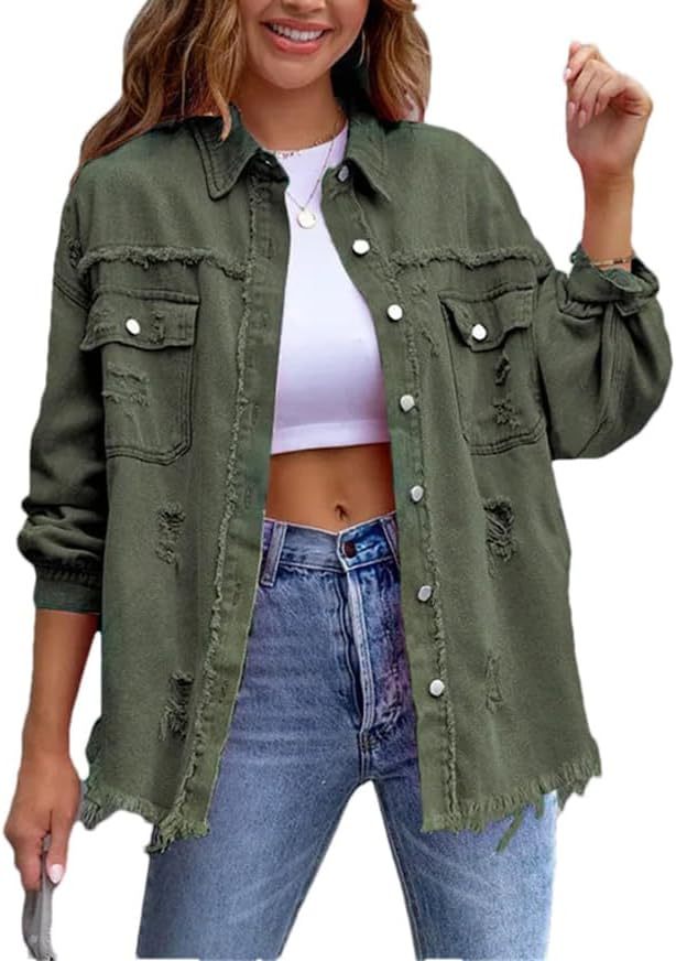 Women's Distressed Denim Lapel Jacket (Buy 2 Free Shipping)