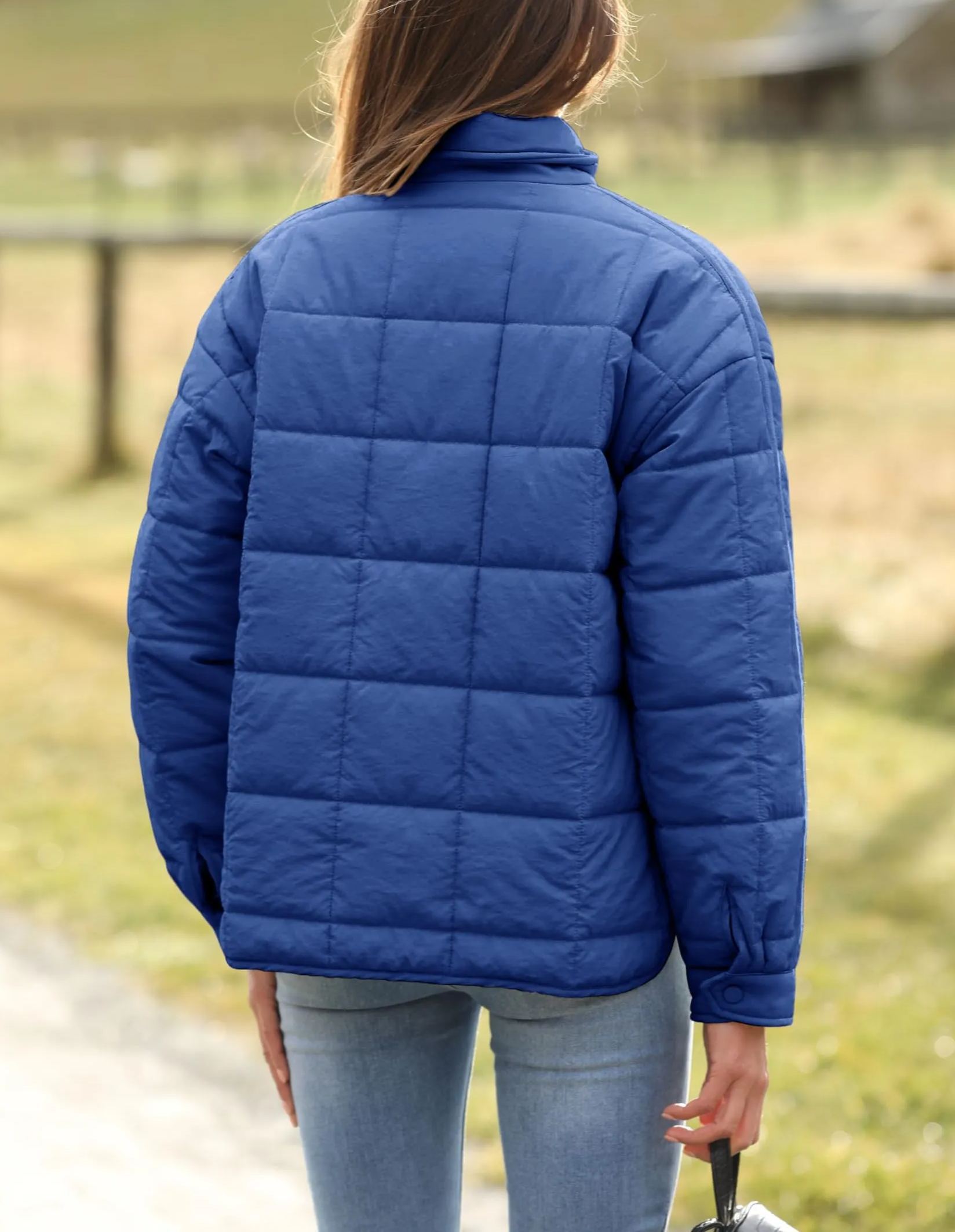 Women's Oversized Splice Quilted Lightweight Puffer Jacket Padded Coat With Pockets (Buy 2 Free Shipping)
